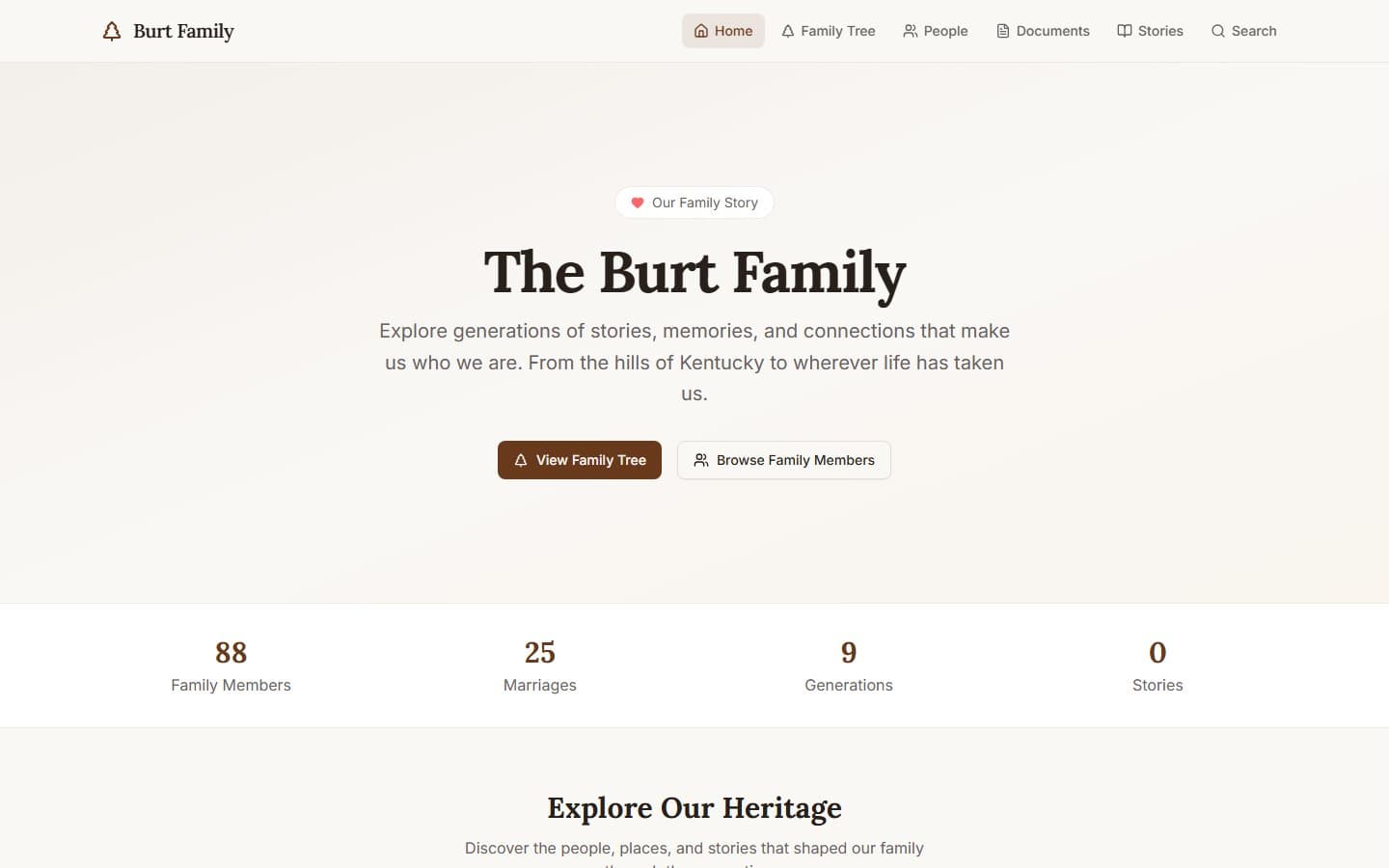 Screenshot of Burt Family (Client Project)