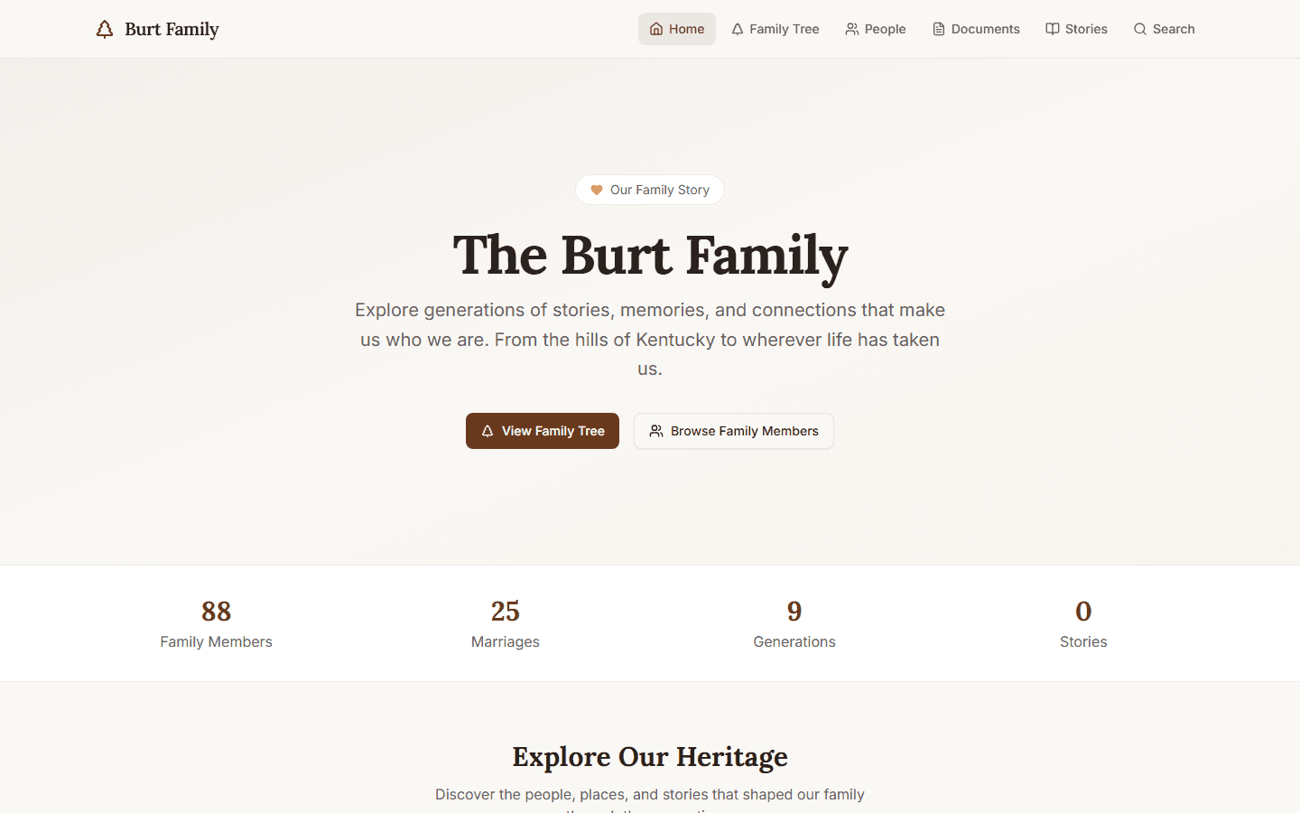 Screenshot of Burt Family Ancestry