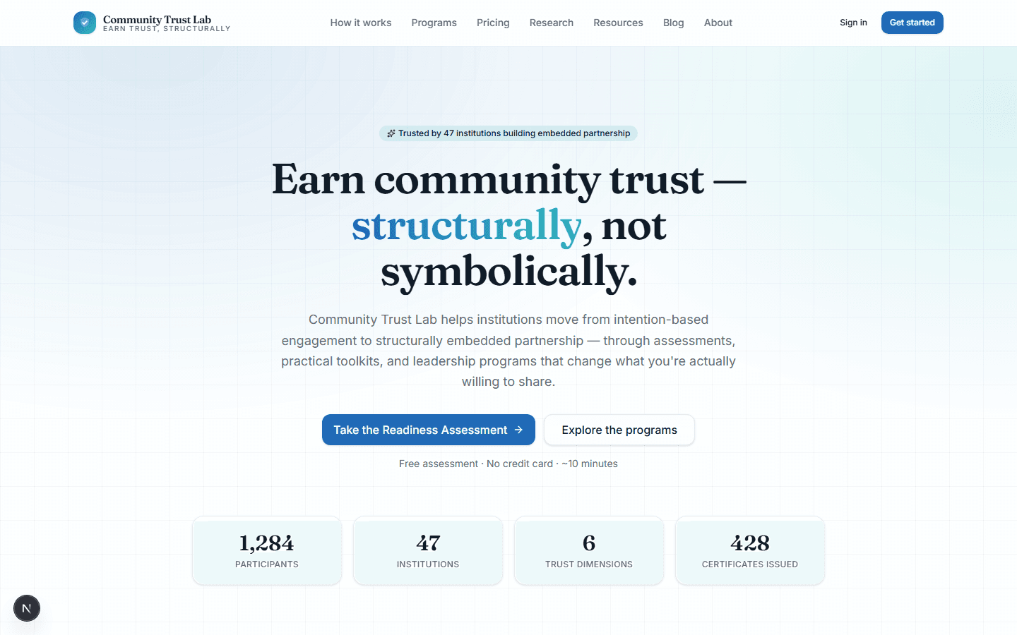 Screenshot of Community Trust Lab