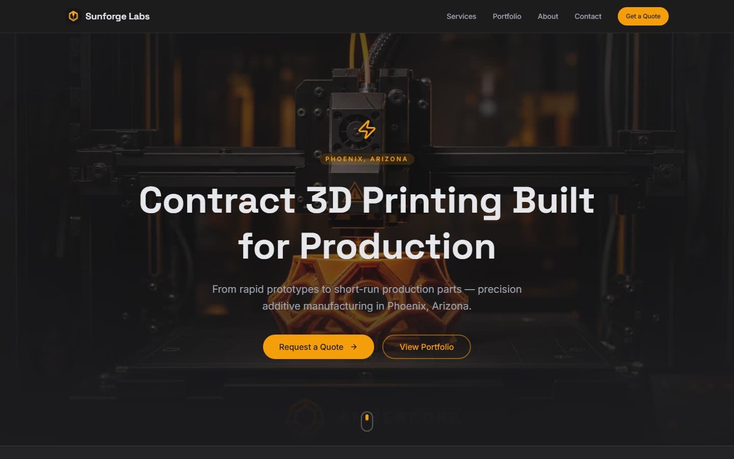 Screenshot of Sunforge Labs (Client Project)